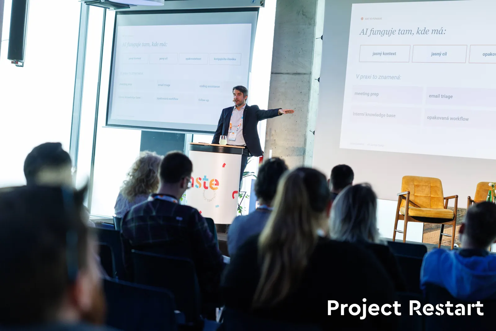 Project Restart 2026 — Jiří George Dolejš na pódiu, foto 02